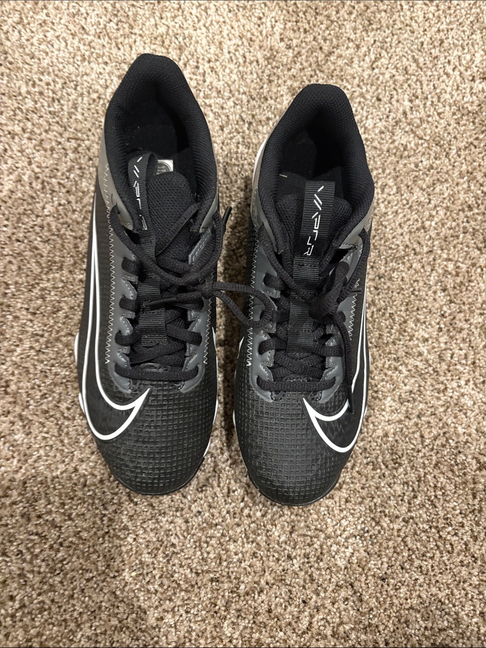 Nike Black and White Youth Athletic Football Cleats